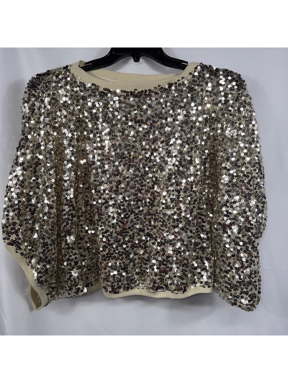 Casual Couture Green Envelope Sequin Top Medium